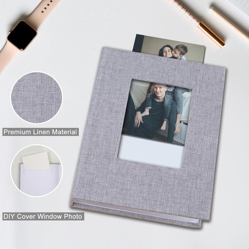 Sprsthai 4x6 Small Photo Album Photos Book, Linen Cover Photo Album, 50 Page Holds 100 Pictures, photobook for Anniversaries Vacations, Grey - Image 4